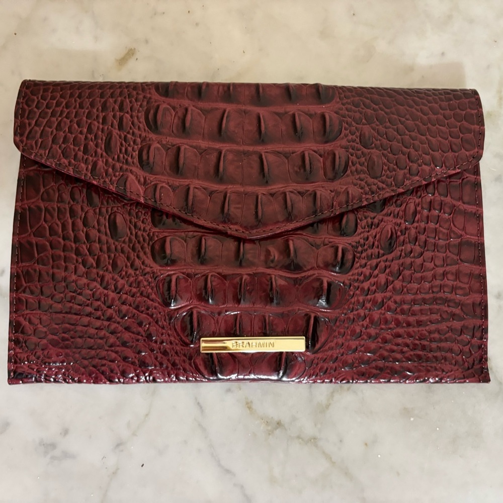Brahmin Burgundy Croc Embossed Clutch
